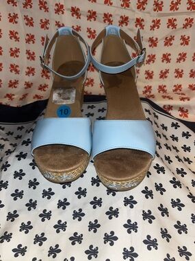 Women’s Light Blue Ankle-Strap Wedge Sandals